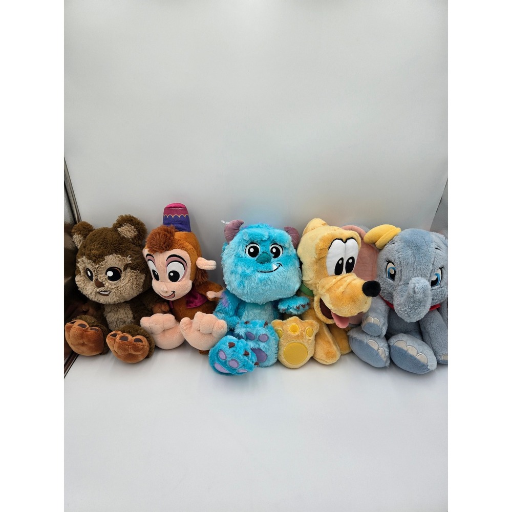 Disney Big Feet Plush Lot of 5 Sulley Abu Pluto Dumbo Bear Stuffed Animals - Picture 1 of 2